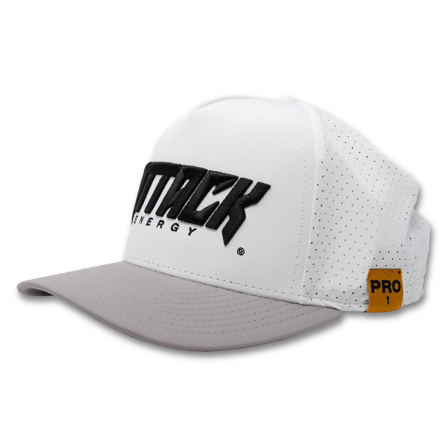 White Attack Energy Pro Hat – 45 degree view