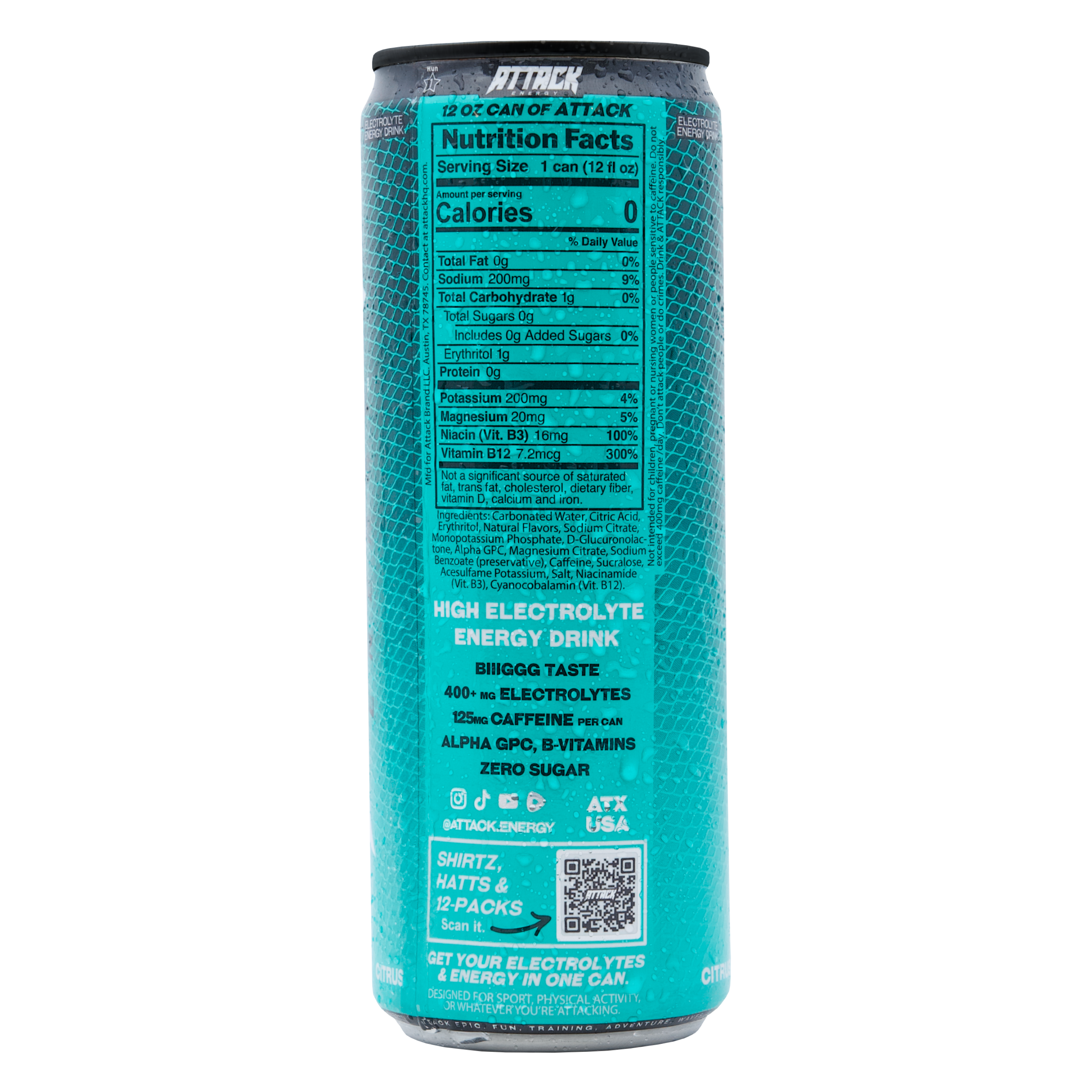 Attack Energy Can Citrus Nutrition Facts
