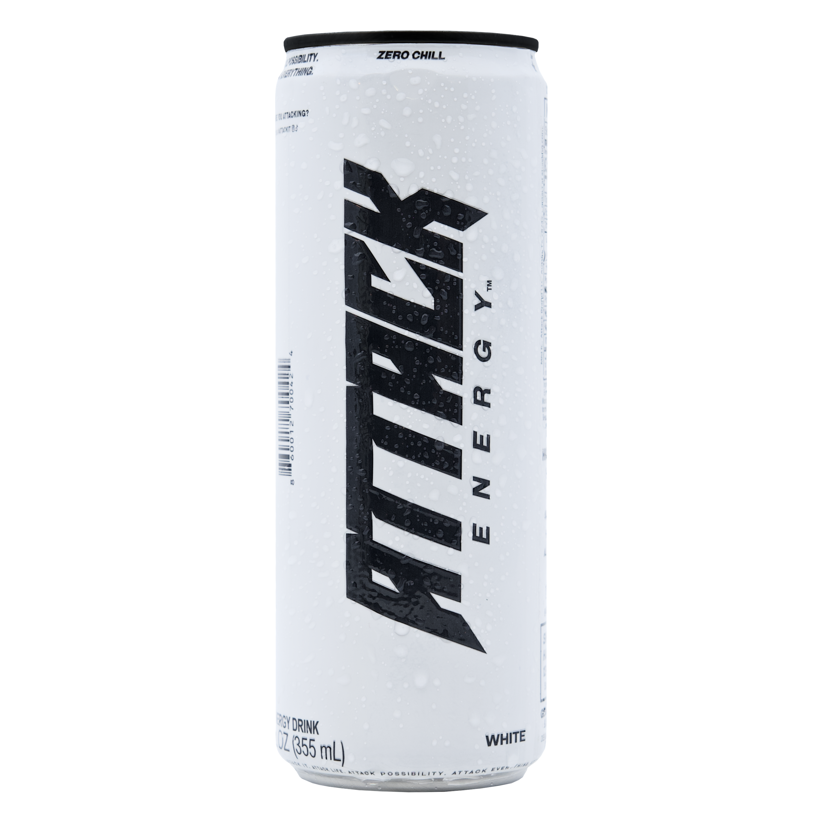 Attack Energy Can White Back Logo