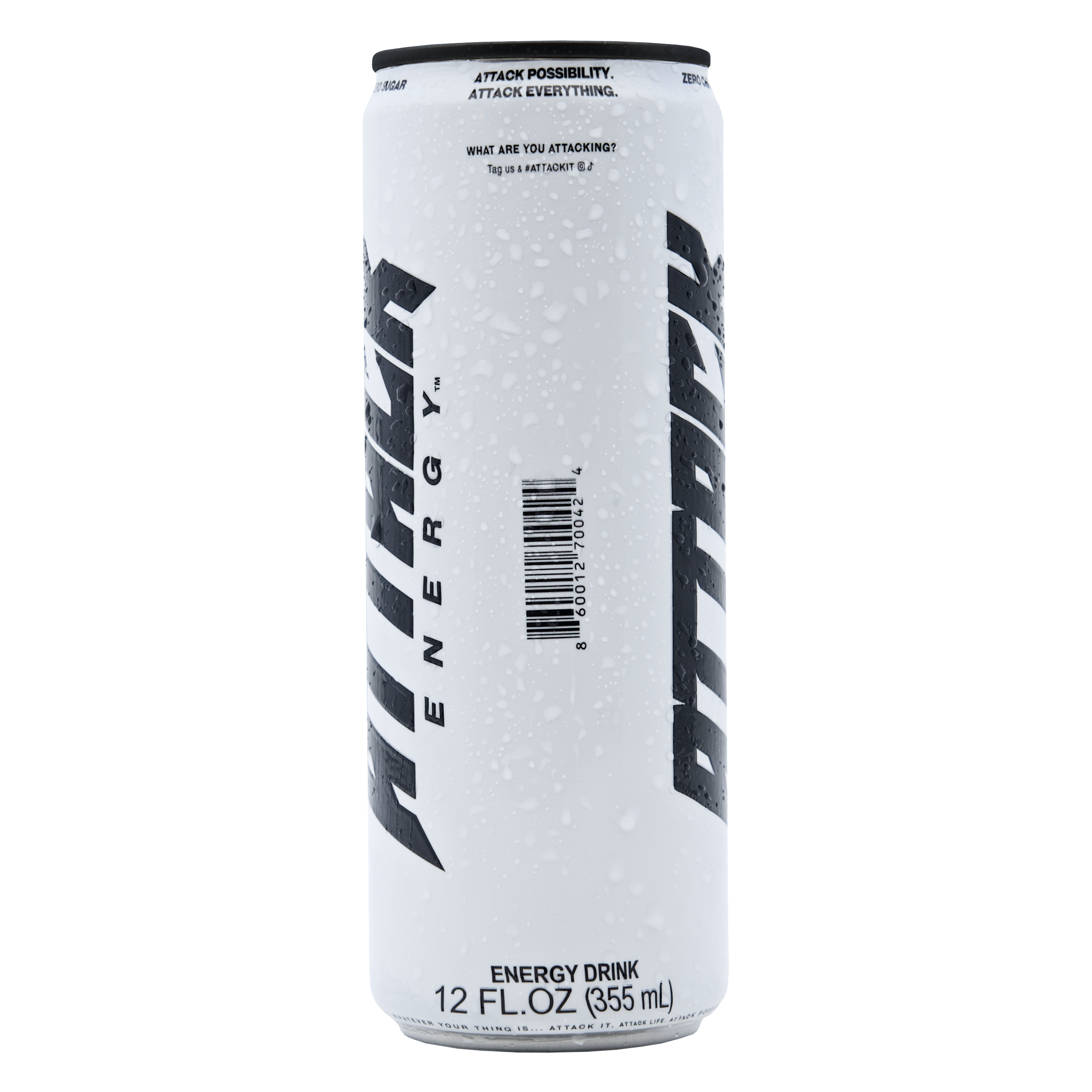 Attack Energy Can White Barcode